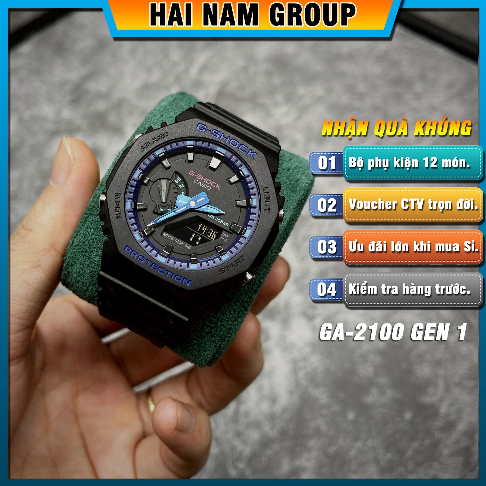 Đồng hồ nam G-SHOCK GA-2100VB-1A Màu đen xanh tím 1