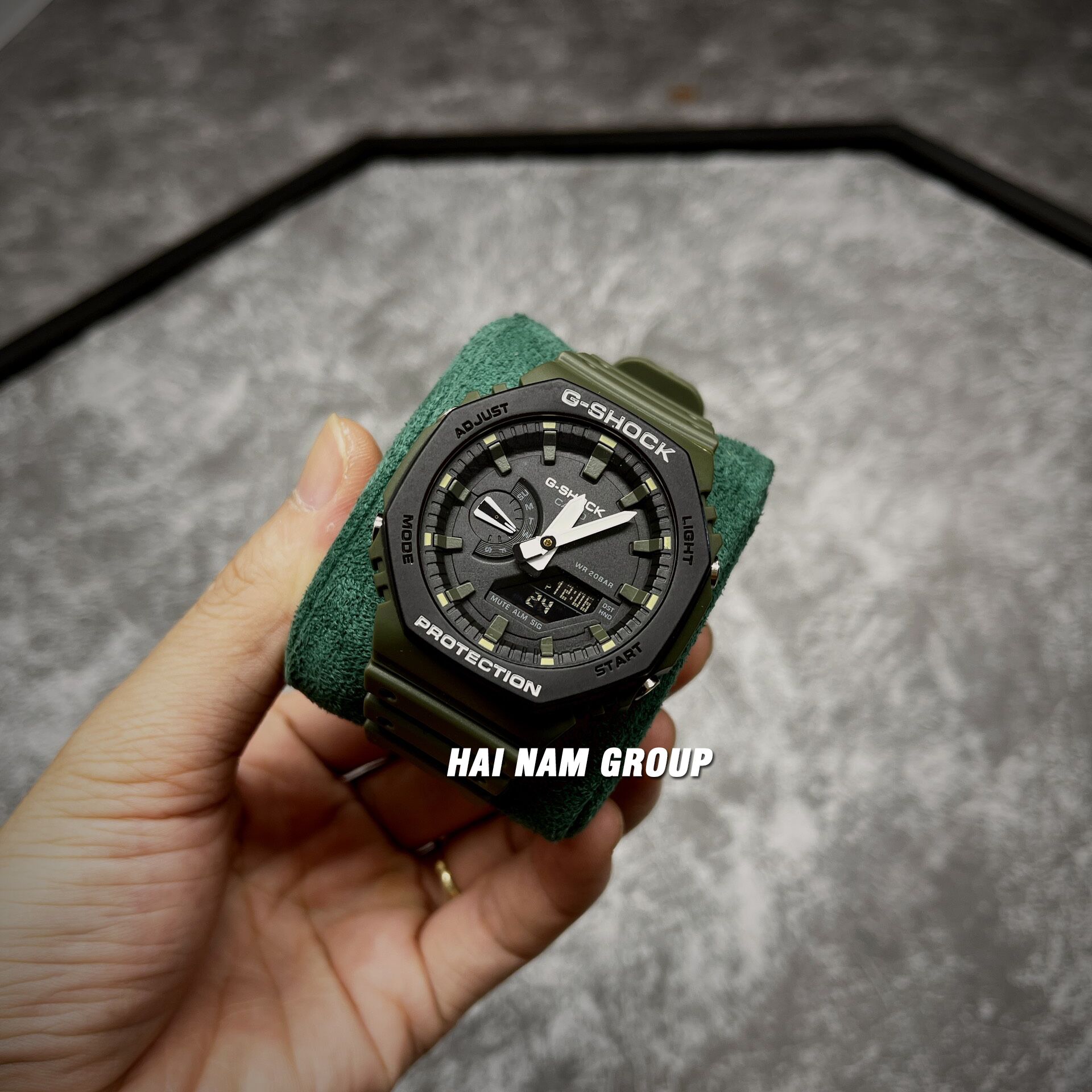 Đồng hồ nam nữ G-SHOCK GA-2110SU-3A Xanh rêu mặt đen 2