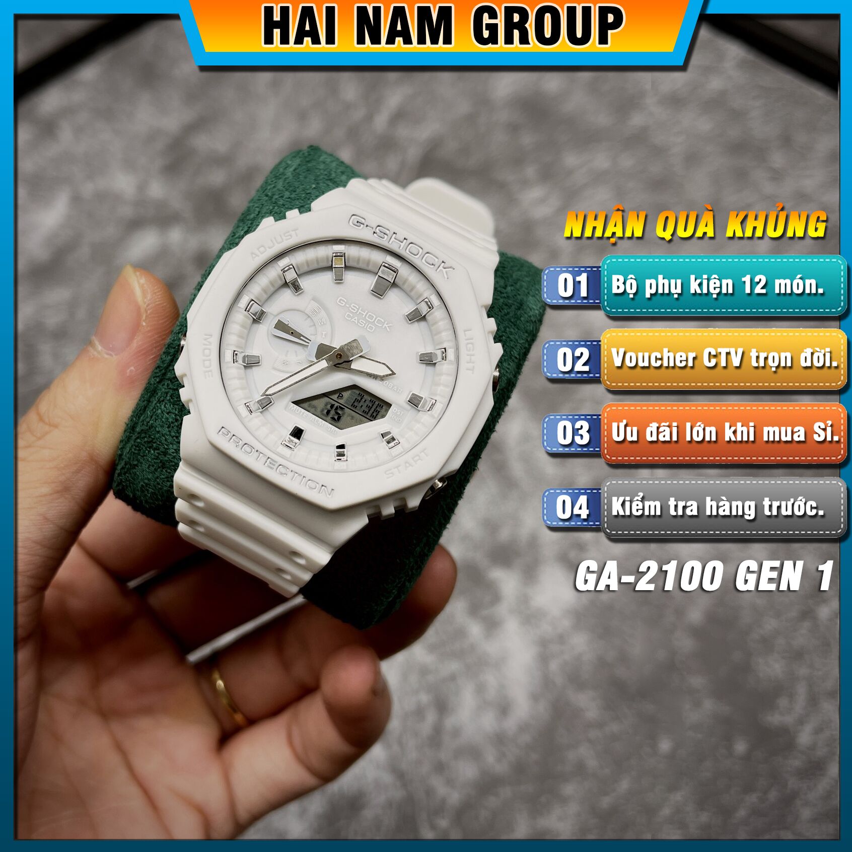 Đồng hồ nam nữ G-SHOCK GMA-S2100-7A Màu full trắng 1