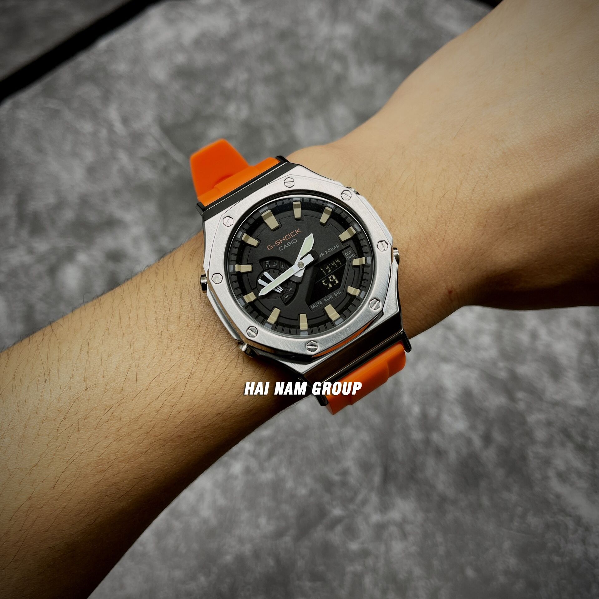 Đồng hồ nam nữ G-SHOCK GA 2100 Custom Rianbow Gen 2 Cam Bạc Mặt Đen 7