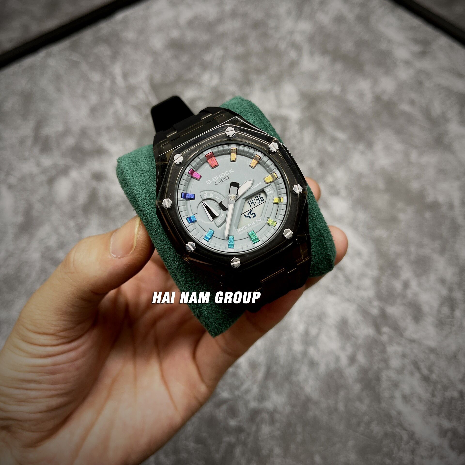 Đồng hồ nam nữ G-SHOCK GA 2100 Custom Ap Gen 3 Đen Mặt Xám Rainbow Trong Suốt 3