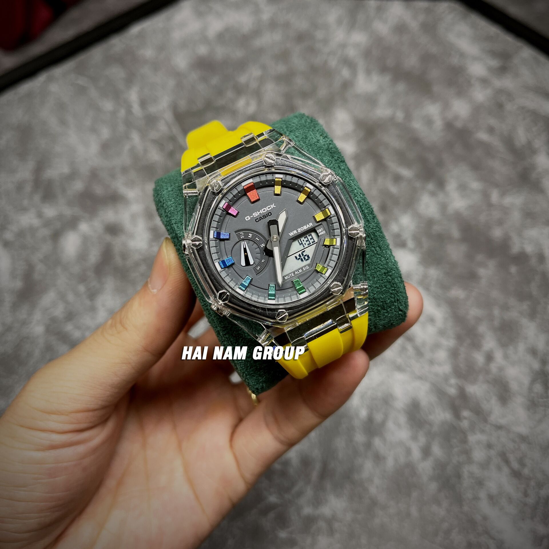 Đồng hồ nam nữ G-SHOCK GA 2100 Custom Ap Gen 3 Vàng Mặt Xám Rainbow 3