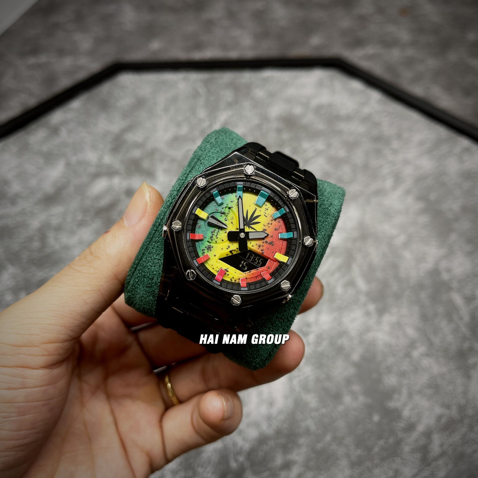 Đồng hồ nam nữ G-SHOCK GA 2100 Custom Ap Gen 4 Full Đen Mặt Lá Phong Rainbow Trong Suốt 2