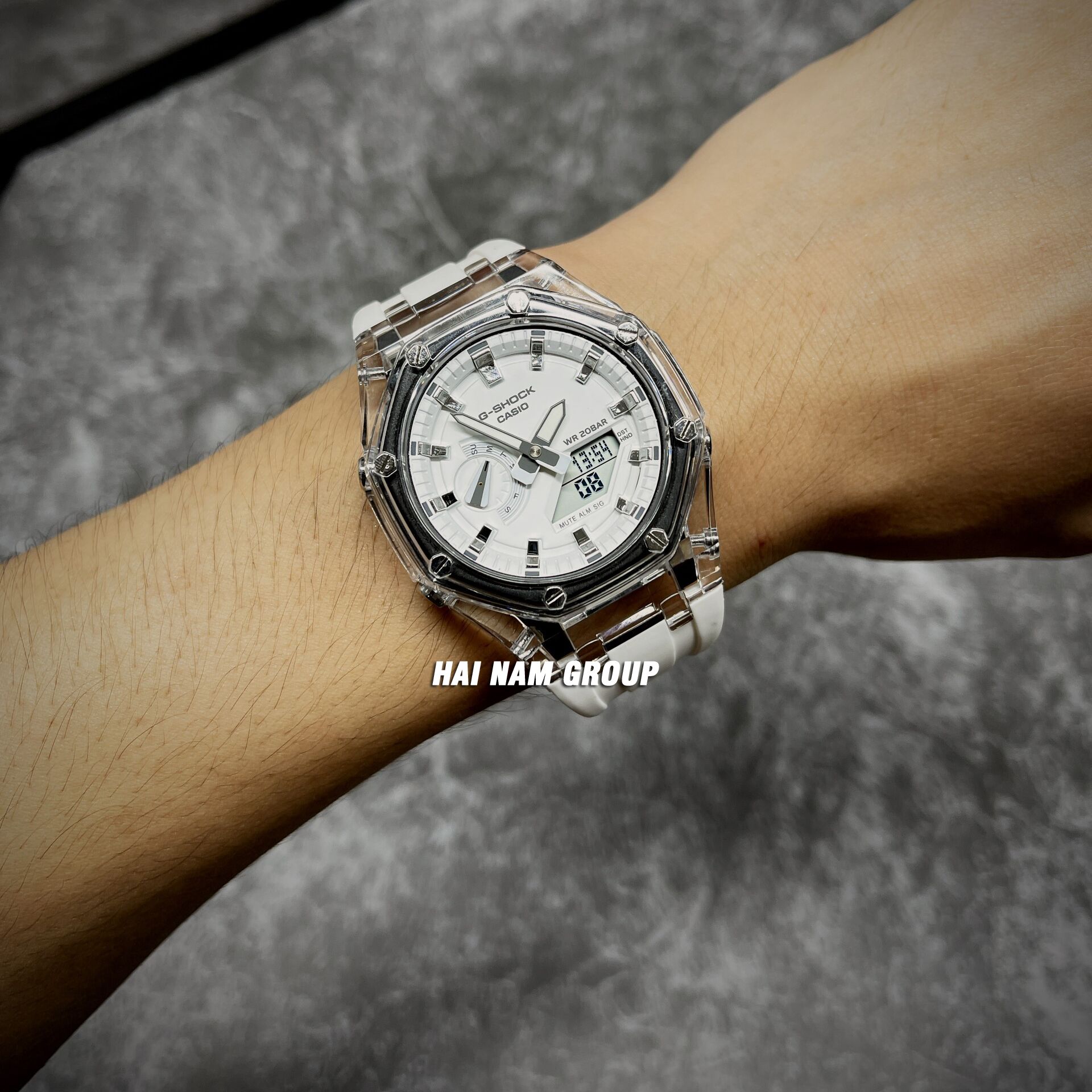 Đồng hồ nam nữ G-SHOCK GA 2100 Custom Ap Gen 4 Trắng Mặt Trắng Trong Suốt 7