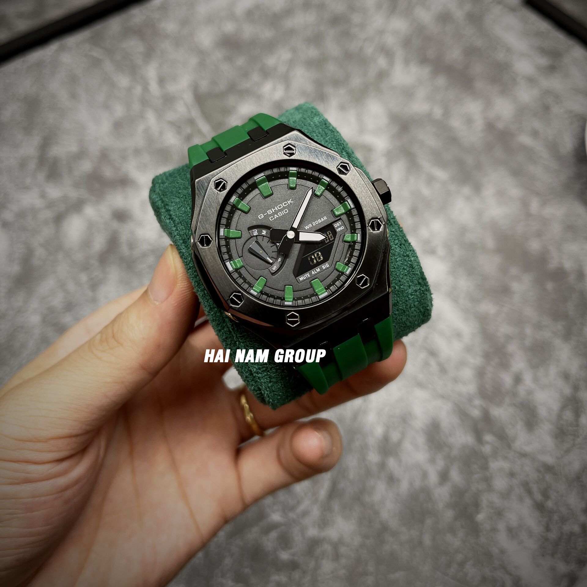 Đồng hồ nam nữ G-SHOCK GA 2100 Custom Ap Gen 5 Xanh Lá Mặt Đen Viền Xanh Lá 3
