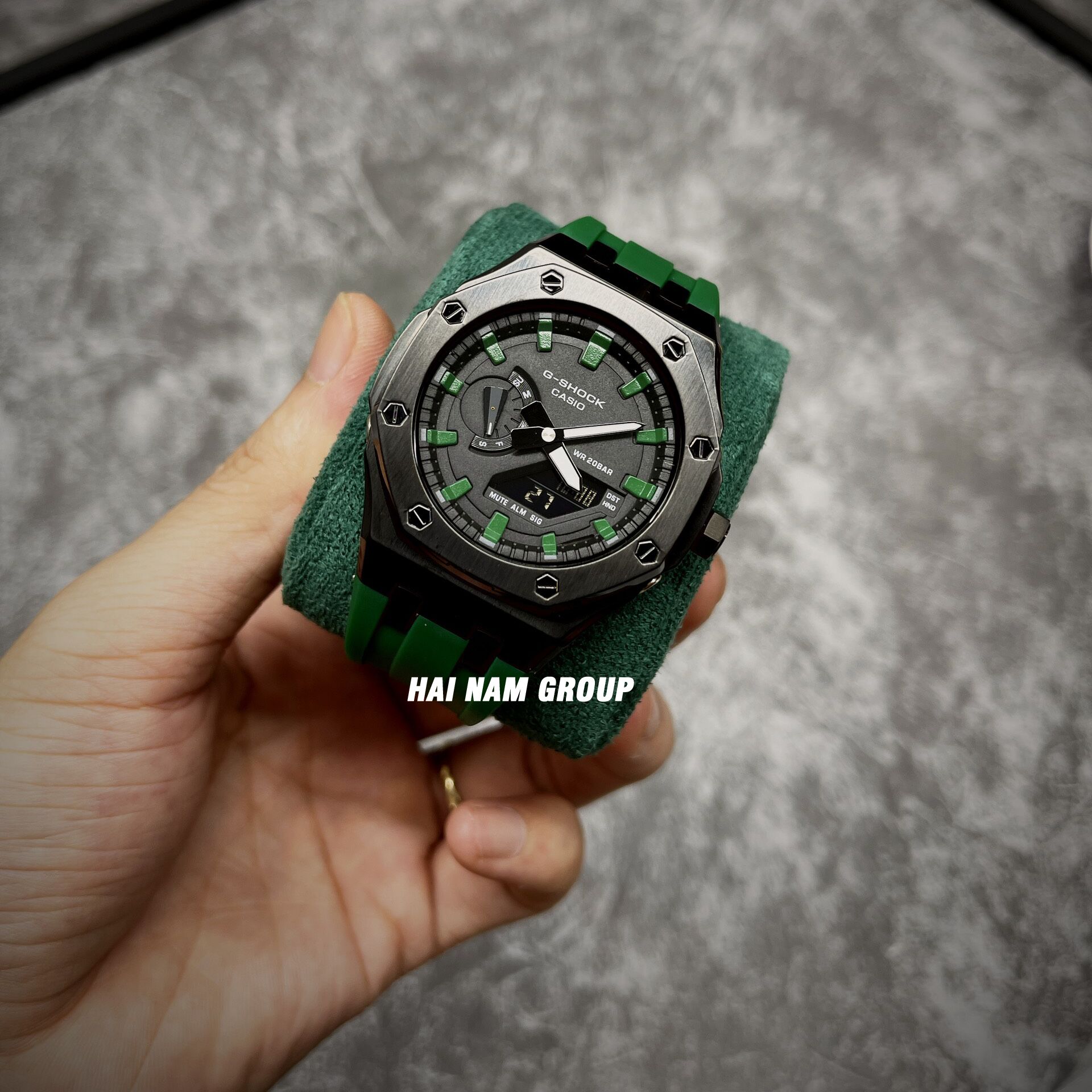 Đồng hồ nam nữ G-SHOCK GA 2100 Custom Ap Gen 5 Xanh Lá Mặt Đen Viền Xanh Lá 2