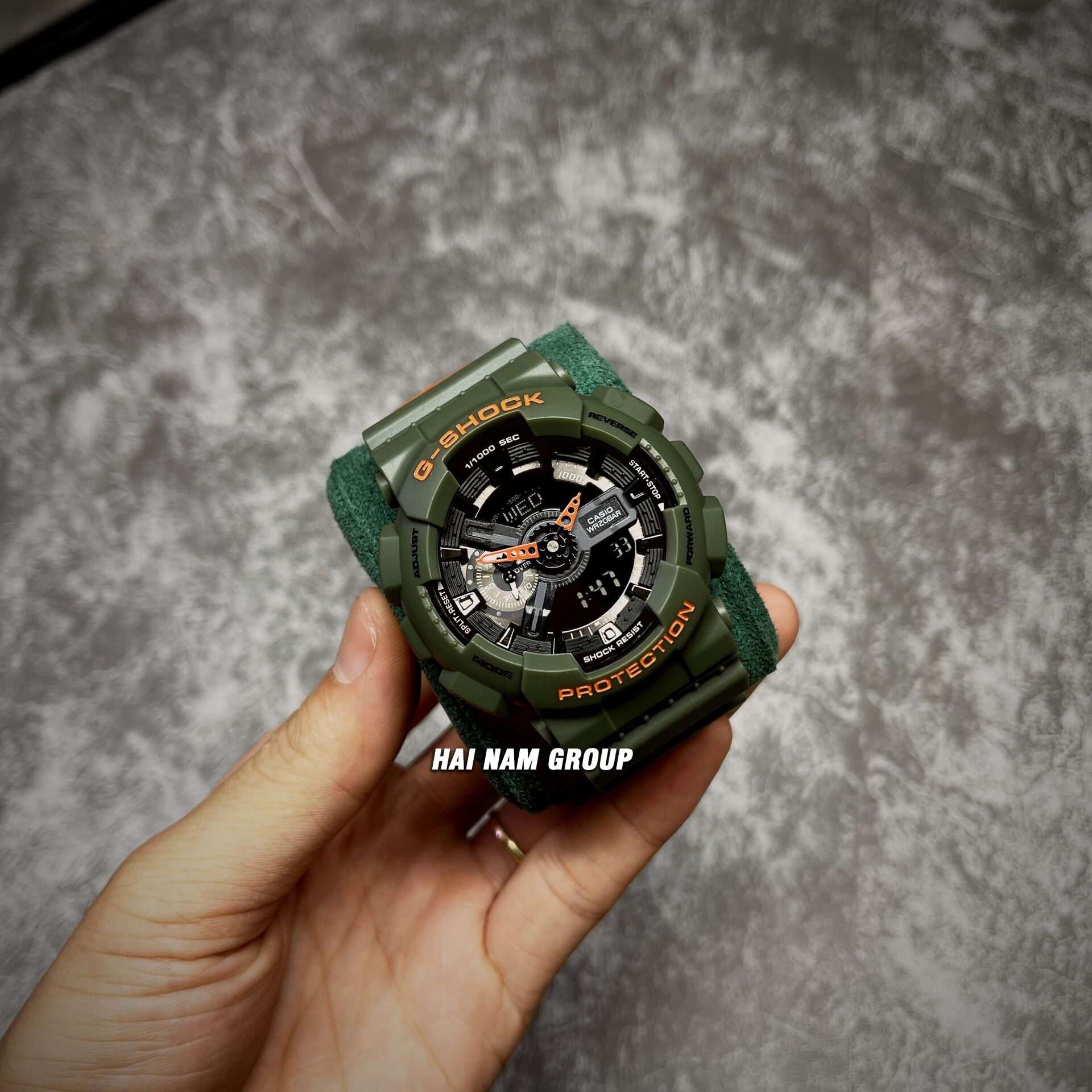 Đồng hồ nam nữ G-SHOCK GA-110LN-3A REP 1:1 Xanh Rêu Cam Dây Hai Màu tại Hải Nam Group 3